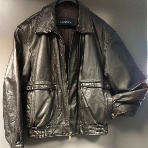 London Fog Men's Leather Bomber Jacket